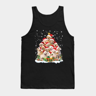 Golden Retriever Christmas Tree Santa Hat Pajama Dog Lover Tank Top